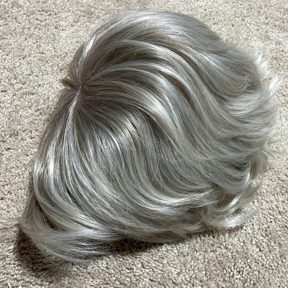 NWT platinum blonde silverwhite grey blonde wig short 9” shaggy layers men’s wig - Picture 2 of 13